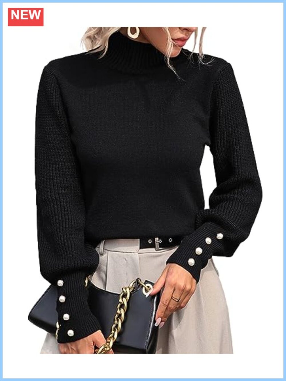 Women's Turtleneck Sweater Knitted Pullover Loose Fit Fall Winter Top